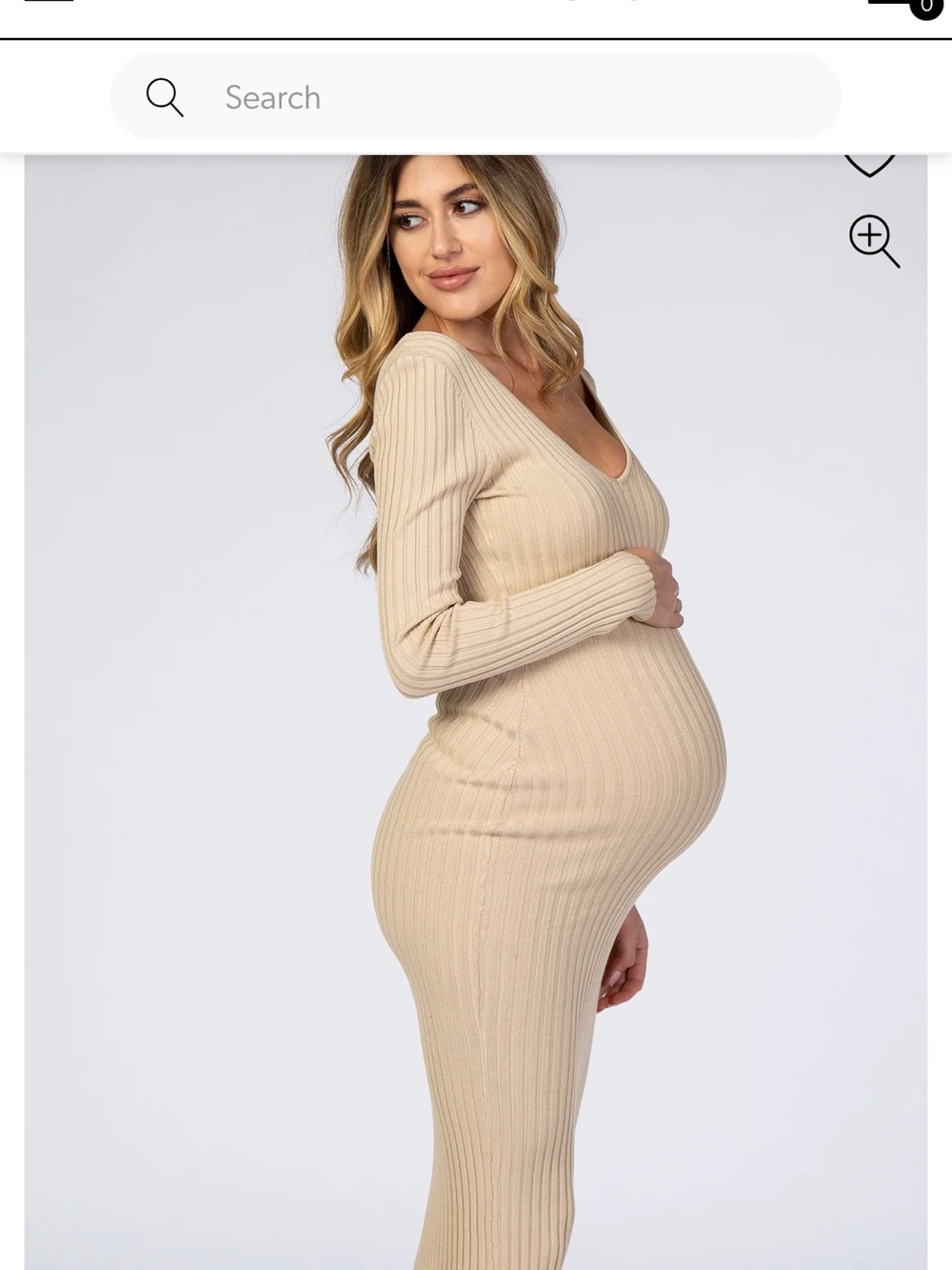 Pink Blush Maternity Hera Collection Ribbed V-Neck Long Sleeve Dress